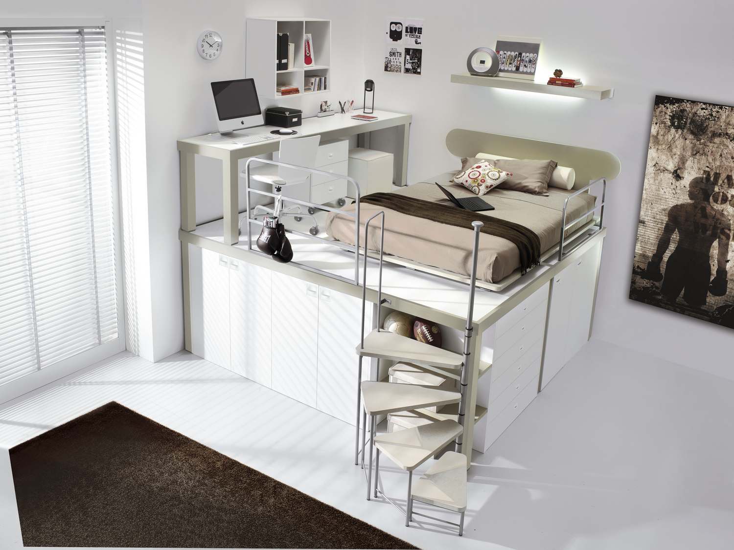 Letto matrimoniale soppalco con armadio: camerette a soppalco on ...