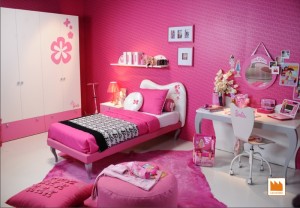 Cameretta completa Barbie per bambine con Letto e armadio