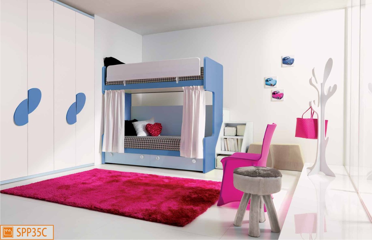 Letto a castello smart con tendine Camerette bambini a soppalco