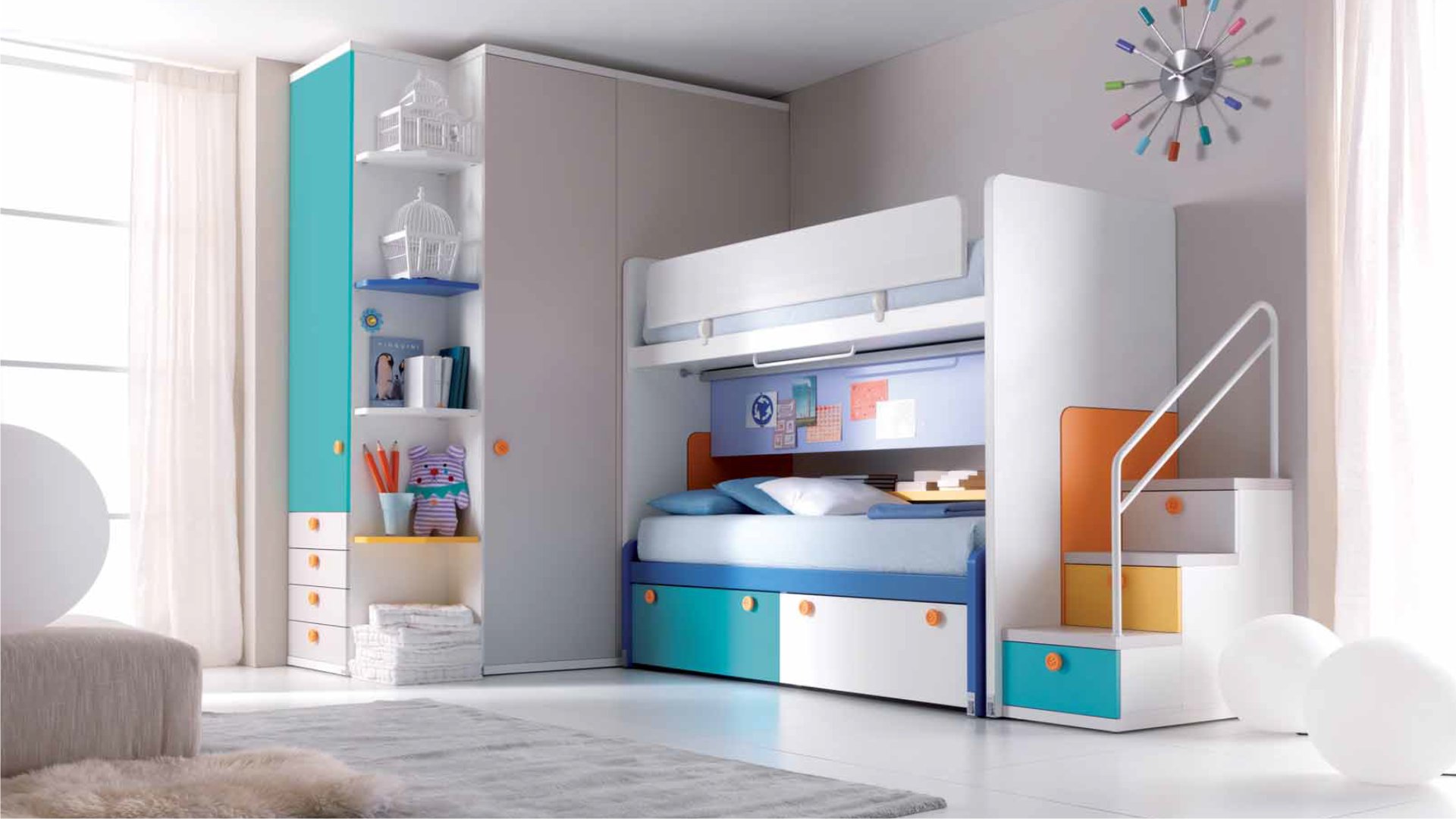 Camerette dalla fabbrica: camere per ragazzi e per bambini Camerette bambini a soppalco