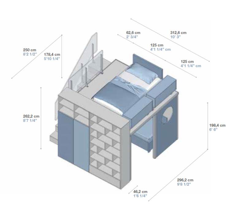 cameretta da 120 a soppalco le misure