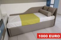 Letto singolo imbottito con contenitore e materasso