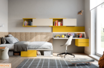 Cameretta gialla con letto singolo