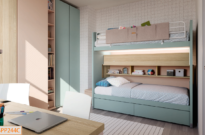 Cameretta con letto castello scorrevole salva spazio