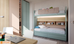 Cameretta con letto castello scorrevole salva spazio