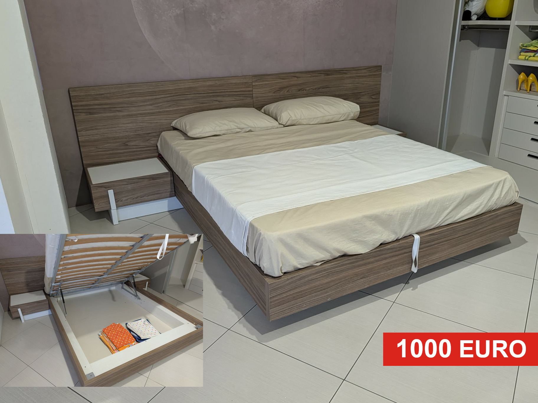 letto matrimoniale in legno pronta consegna contenitore